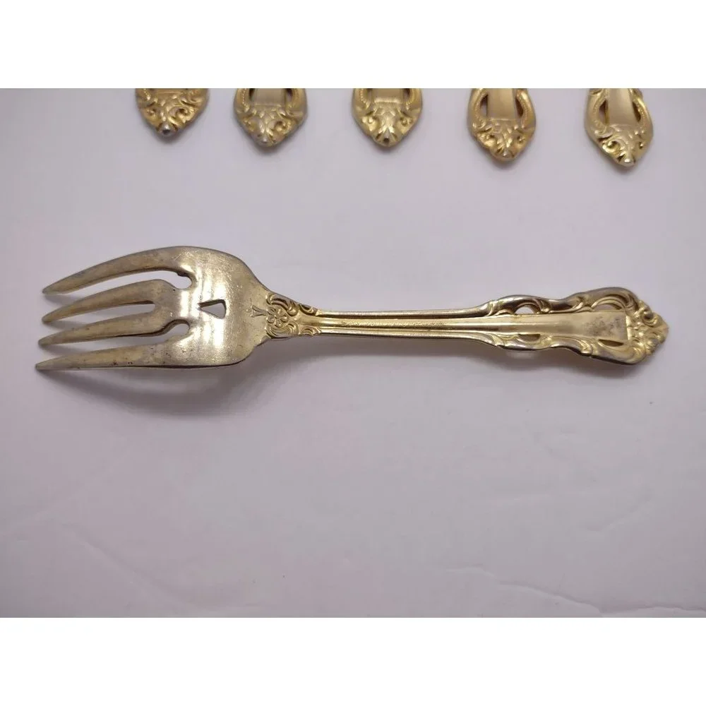 Vintage 1988 Korea Supreme Cutlery Towle gold wash forks King Arthur